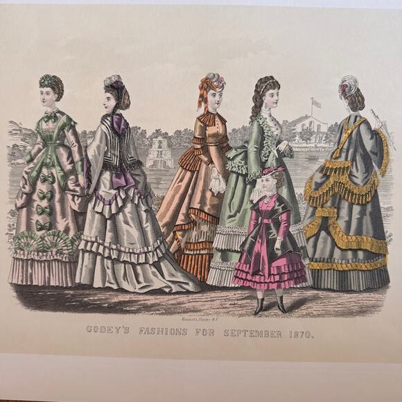 Godey's Fashion Art Prints Set of 4 McCall's Centennial Portfolio 1870 Vintage - Picture 7 of 10